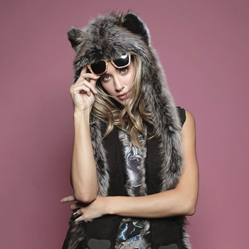 Комплект шапка, шал и ръкавици от изкуствен пух с плюшен животински мотив, три части: шапка, шал и ръкавици, тай дай обработка, унисекс за възрастни