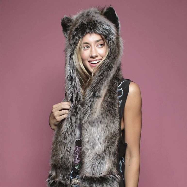 Комплект шапка, шал и ръкавици от изкуствен пух с плюшен животински мотив, три части: шапка, шал и ръкавици, тай дай обработка, унисекс за възрастни