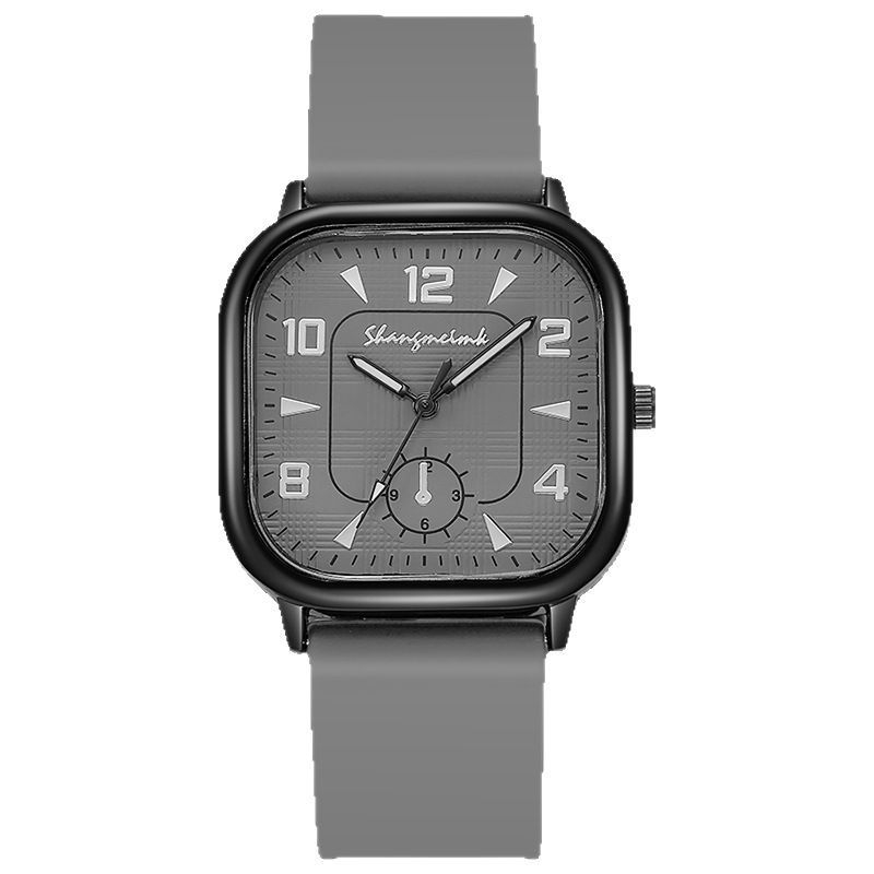 Muški sat s kvadratnim kućištem, kvarcni mehanizam 618, silikonska narukvica, legura kućišta, prilagodljivo logo