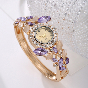 Σετ γυναικείου ρολογιού Quartz με 4 τεμάχια, κιβώτιο δώρου, κίνηση Zhongsheng, σώμα από κράμα, λουράκι από κράμα, κυκλικό καντράν