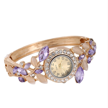 Σετ γυναικείου ρολογιού Quartz με 4 τεμάχια, κιβώτιο δώρου, κίνηση Zhongsheng, σώμα από κράμα, λουράκι από κράμα, κυκλικό καντράν