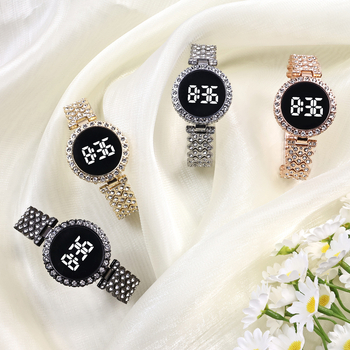 Γυναικείο ρολόι με ηλεκτρονική κίνηση, ψηφιακή οθόνη, LED φωτισμό, κίνηση SL68, κάσα και λουράκι από κράμα ψευδαργύρου