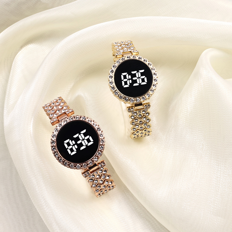 Дамски часовник с електронно движение, цифров дисплей, LED осветление, модел SL68, корпус и каишка от цинкова сплав