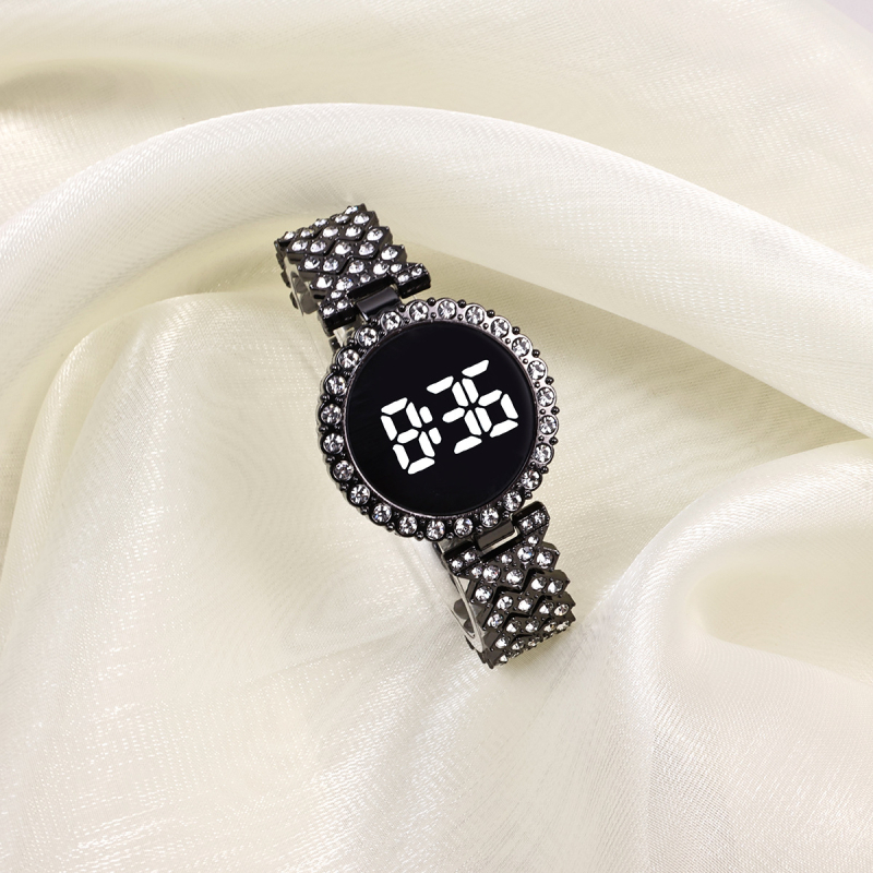 Дамски часовник с електронно движение, цифров дисплей, LED осветление, модел SL68, корпус и каишка от цинкова сплав