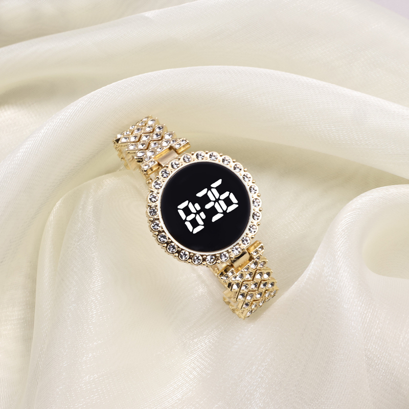 Дамски часовник с електронно движение, цифров дисплей, LED осветление, модел SL68, корпус и каишка от цинкова сплав