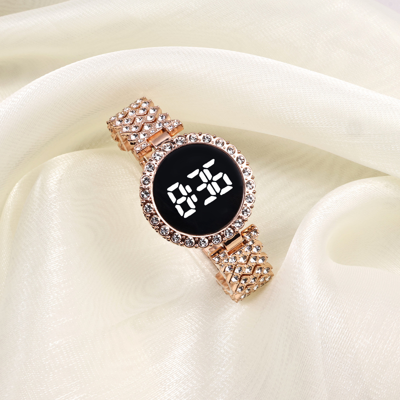 Дамски часовник с електронно движение, цифров дисплей, LED осветление, модел SL68, корпус и каишка от цинкова сплав