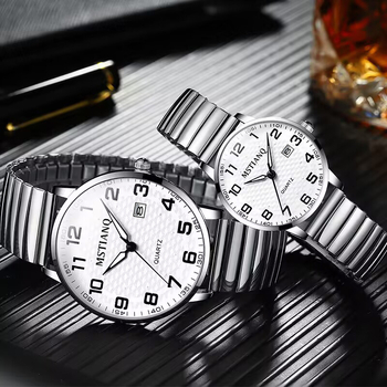 Αναλογικό ρολόι καρπού για ηλικιωμένους με φωτιζόμενο καντράν, μηχανισμός quartz, σώμα και ζώνη από ανοξείδωτο ατσάλι, αδιάβροχο έως 30 μ