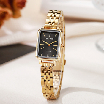 Γυναικείο ορθογώνιο ρολόι Quartz με μεταλλικό σώμα και ζώνη από κράμα, Παγκόσμια ώρα, Τετράγωνος καντράν, Σπειροειδής κορώνα (Μεταλλικό σώμα; Ζώνη από κράμα; Παγκόσμια ώρα; Τετράγωνος καντράν; Σπειροειδής κορώνα)