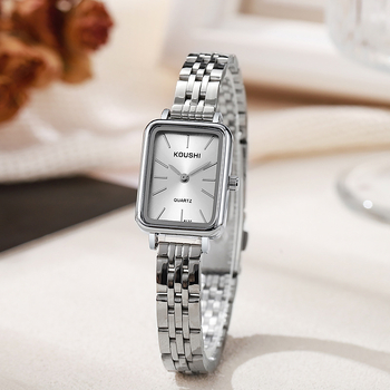 Γυναικείο ορθογώνιο ρολόι Quartz με μεταλλικό σώμα και ζώνη από κράμα, Παγκόσμια ώρα, Τετράγωνος καντράν, Σπειροειδής κορώνα (Μεταλλικό σώμα; Ζώνη από κράμα; Παγκόσμια ώρα; Τετράγωνος καντράν; Σπειροειδής κορώνα)