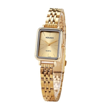 Γυναικείο ορθογώνιο ρολόι Quartz με μεταλλικό σώμα και ζώνη από κράμα, Παγκόσμια ώρα, Τετράγωνος καντράν, Σπειροειδής κορώνα (Μεταλλικό σώμα; Ζώνη από κράμα; Παγκόσμια ώρα; Τετράγωνος καντράν; Σπειροειδής κορώνα)