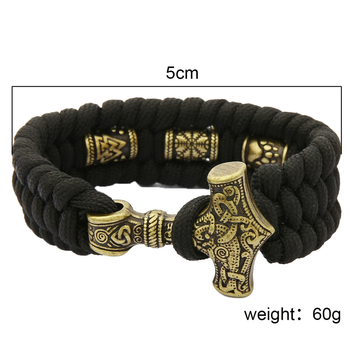 Βραχιόλι για άνδρες - Viking Thor`s Hammer motif, ανοξείδωτο ατσάλι, γυαλιστερό, 60 g, άνοιξη 2023