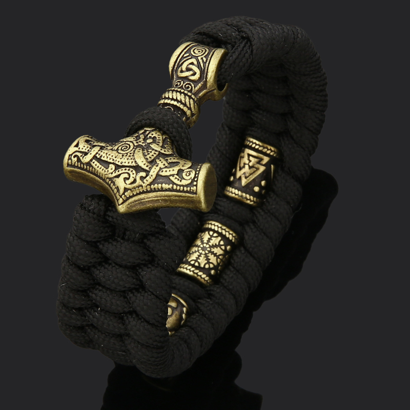 Βραχιόλι για άνδρες - Viking Thor`s Hammer motif, ανοξείδωτο ατσάλι, γυαλιστερό, 60 g, άνοιξη 2023