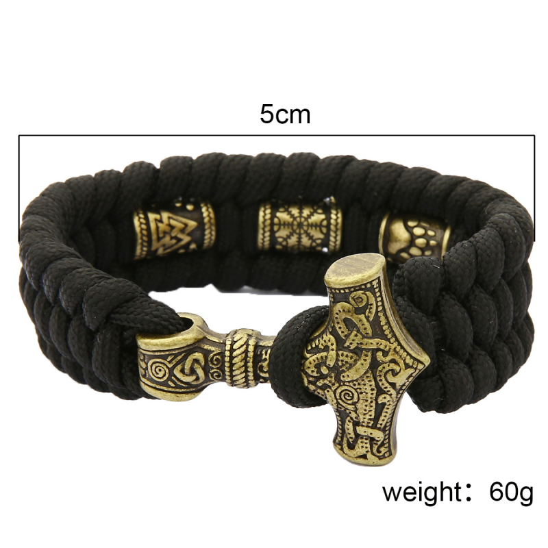 Βραχιόλι για άνδρες - Viking Thor`s Hammer motif, ανοξείδωτο ατσάλι, γυαλιστερό, 60 g, άνοιξη 2023