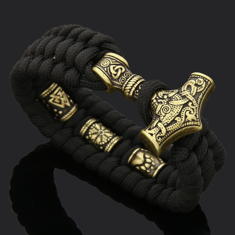 Βραχιόλι για άνδρες - Viking Thor`s Hammer motif, ανοξείδωτο ατσάλι, γυαλιστερό, 60 g, άνοιξη 2023