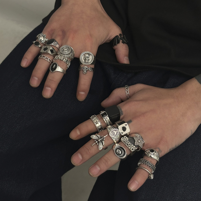 Prsteni – legura, geometrijski oblik, elektroplatiranje, muški modni ručni nakit