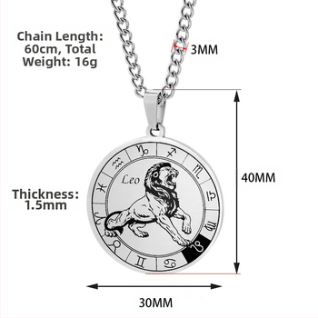 Ανδρικό κολιέ από ανοξείδωτο ατσάλι με μενταγιόν αστερισμών, αλυσίδα σταυρού, με μενταγιόν από τιτάνιο ατσάλι, στυλ χιπ-χοπ.