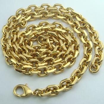 Muško bakreno ogrlica s vakuumskim debelim premazom, lanac 0 Word Chain, geometrijski stil