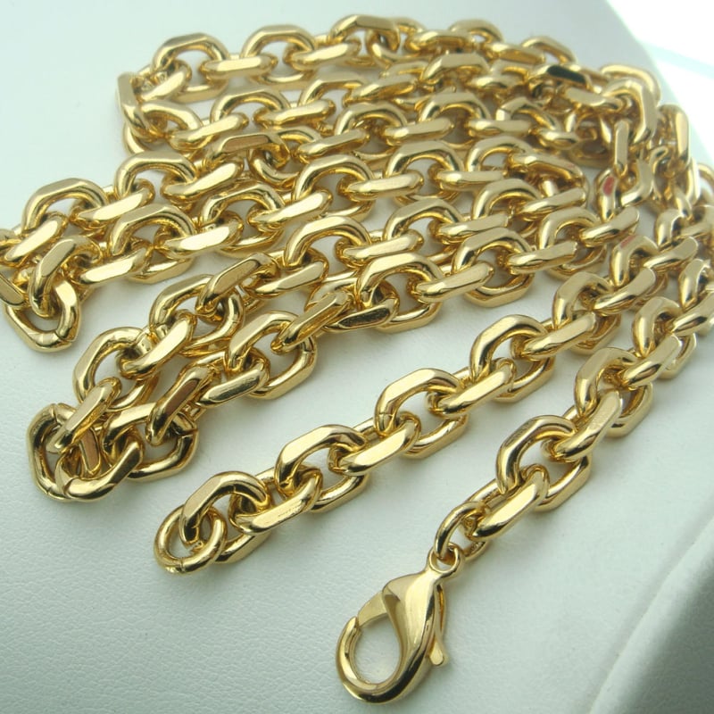 Muško bakreno ogrlica s vakuumskim debelim premazom, lanac 0 Word Chain, geometrijski stil