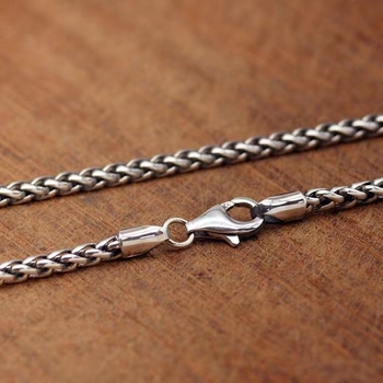 925 srebrna unisex ogrlica s vintage izblijedjelim završetkom, Dragonbone i pšenični lanac, za DIY