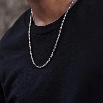 Κολιέ unisex από 925 ασήμι με ρόμβο κρεμαστό σε Ebony αλυσίδα, μήκος 51–60 cm, γυαλιστερό