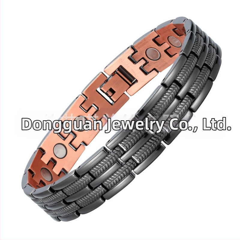Náramok s magnetickou terapiou, unisex, geometrický dizajn z medi, leštený povrch