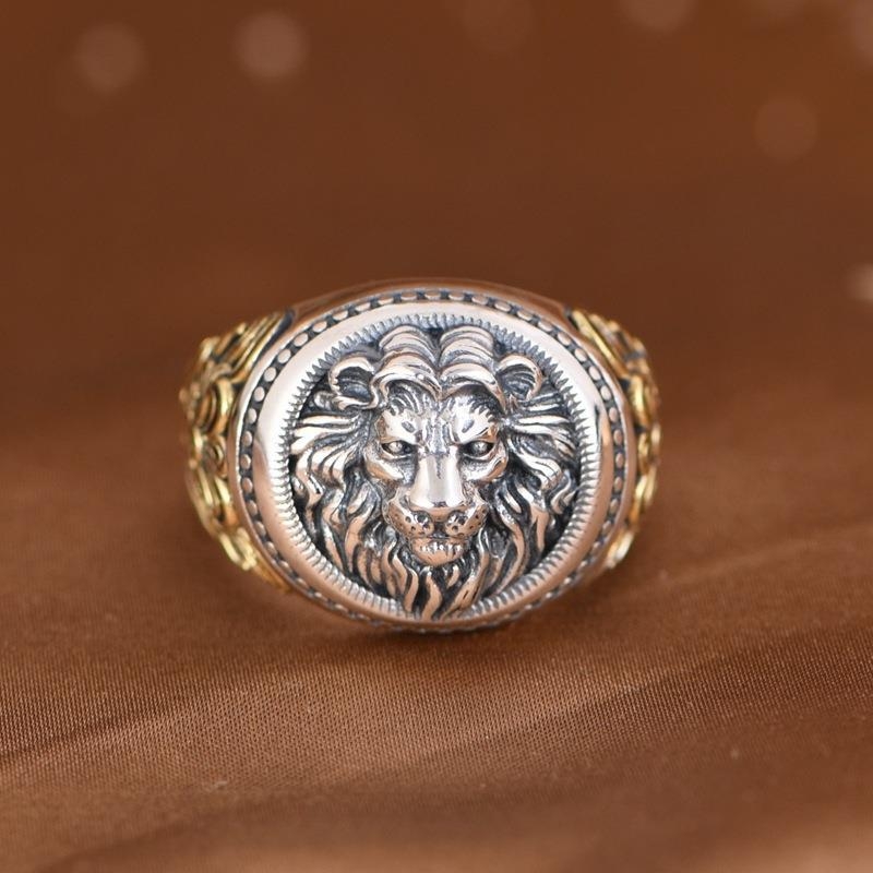 Inel din cupru cu design geometric, diamant, motif animal/horoscop, stil vintage, unisex, placare electrochimică, Thousand Leaves