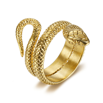 Δαχτυλίδι από ανοξείδωτο ατσάλι με σχέδιο φιδιού, γυαλιστερή επιφάνεια, ανδρικό στυλ, άνοιξη 2021