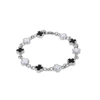 Jiubai Браслет от титанова стомана с геометричен кръст, унисекс, полирана повърхност, 14,5 g