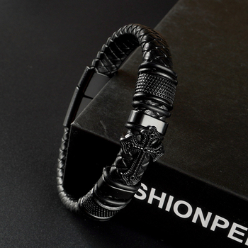 Кожено-сплавен кръстовиден аксесоар с магнитно копче — унисекс, геометрична форма, електроплакиране, Xingxu