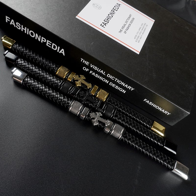 Кожено-сплавен кръстовиден аксесоар с магнитно копче — унисекс, геометрична форма, електроплакиране, Xingxu