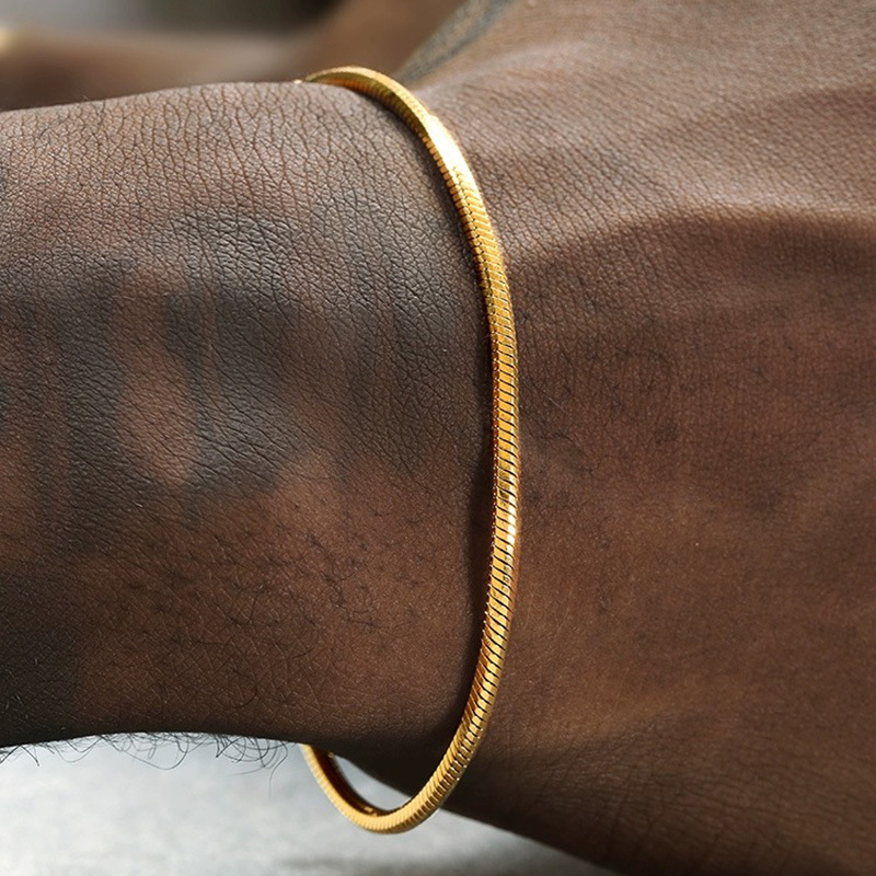 Ogrlica od titan čelika s osmerokutnim lancem zmijskog koštanog lanca, geometrijski stil, Seiko završna obrada, unisex