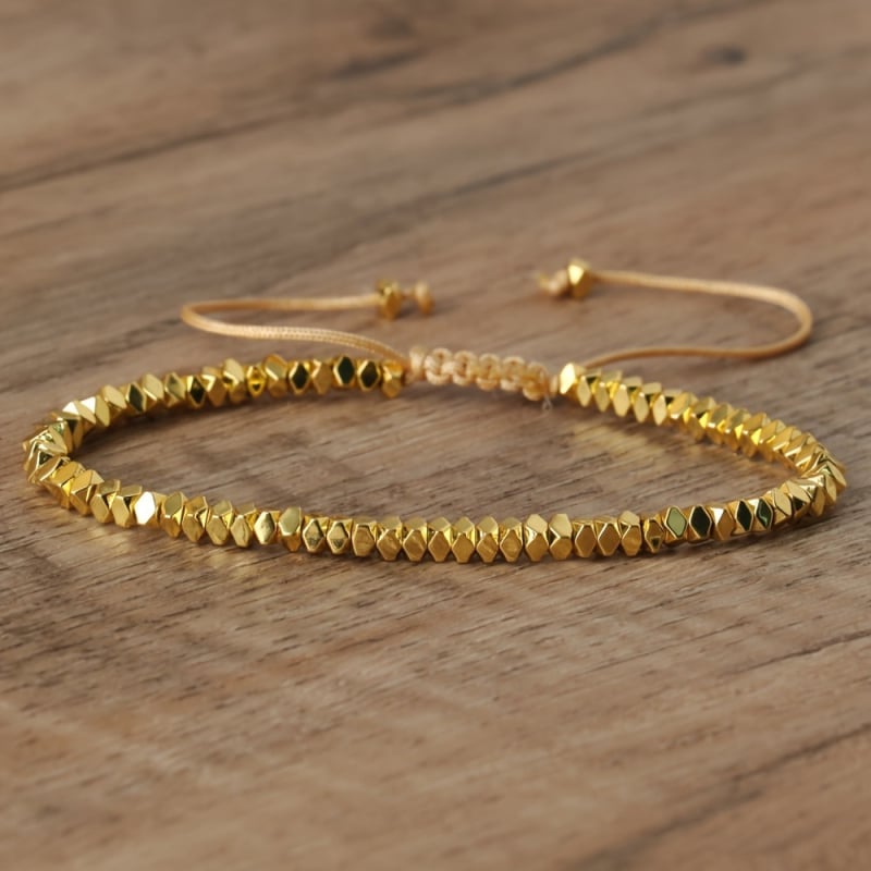 Βραχιόλι από χάντρες, μίγμα υλικών, εθνοτικό στυλ, ηλεκτροπλατιωμένο.