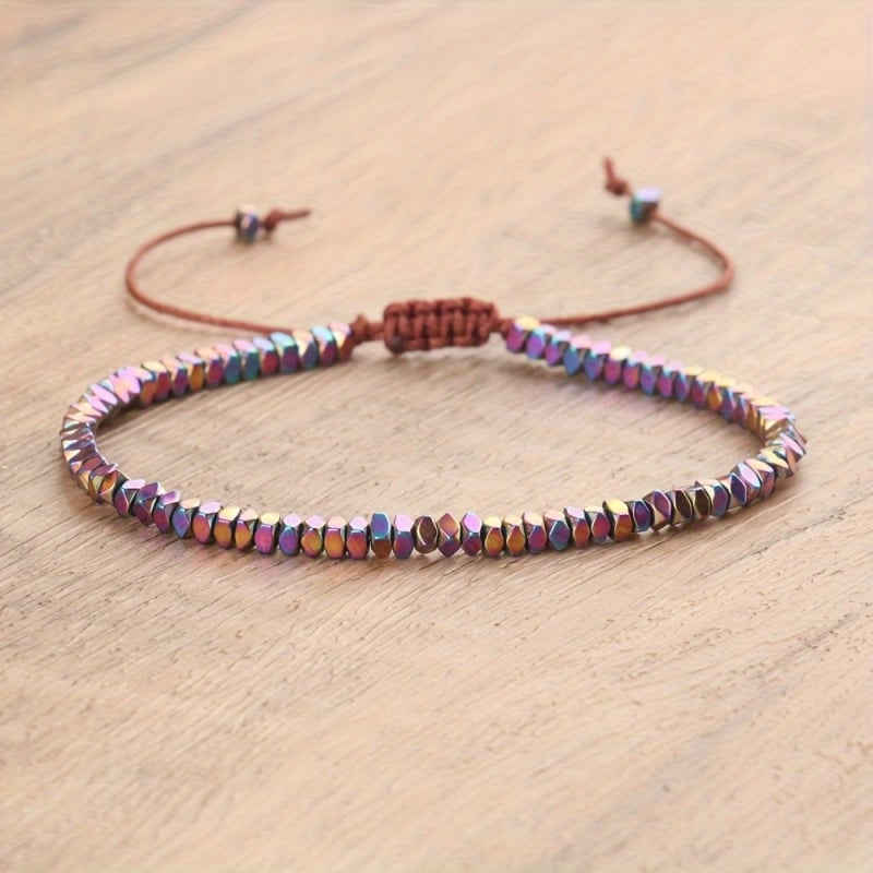 Βραχιόλι από χάντρες, μίγμα υλικών, εθνοτικό στυλ, ηλεκτροπλατιωμένο.