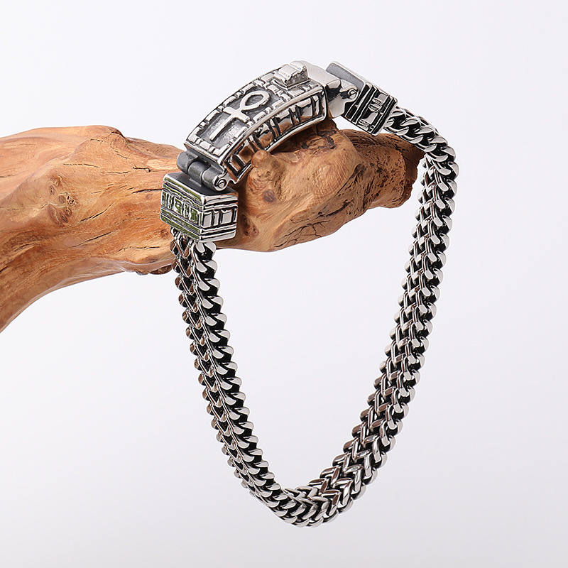 кубинска гривна за мъже, унисекс геометричен дизайн, медно-пластмасова електроплатирана бижутерия