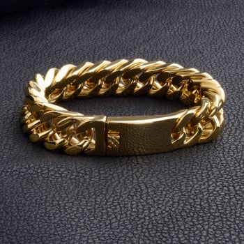 Мъжка гривна от титаниева стомана, двойно преплетена верига, геометричен дизайн, електроплатирана