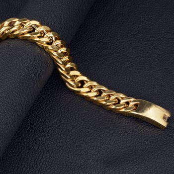 Мъжка гривна от титаниева стомана, двойно преплетена верига, геометричен дизайн, електроплатирана