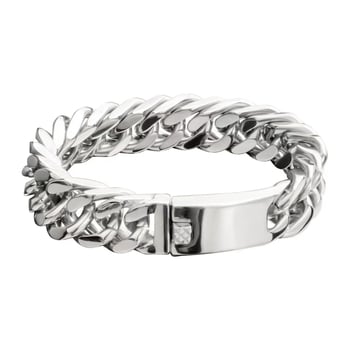 Мъжка гривна от титаниева стомана, двойно преплетена верига, геометричен дизайн, електроплатирана