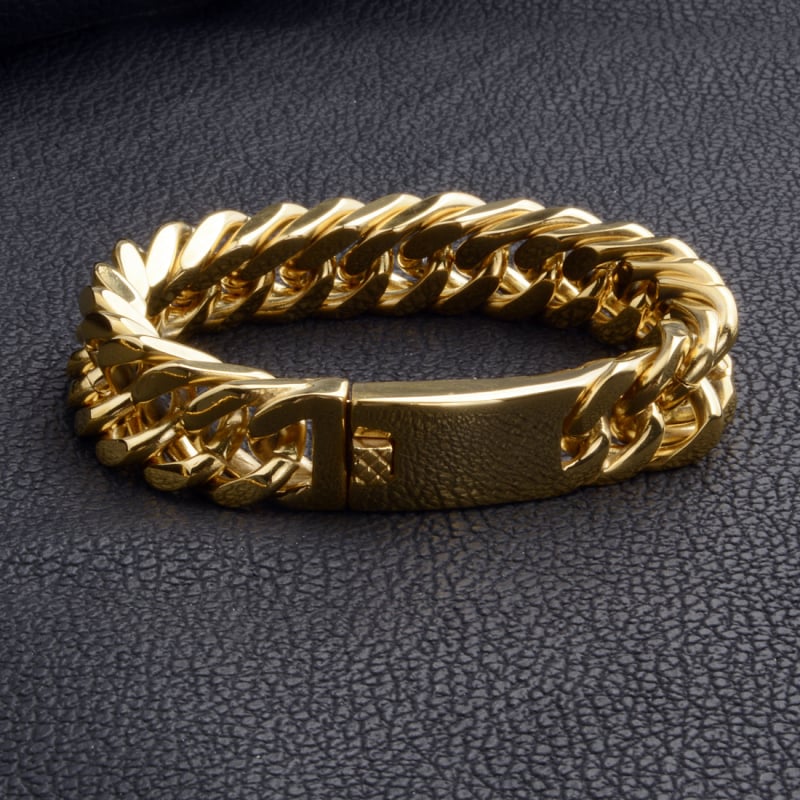 Мъжка гривна от титаниева стомана, двойно преплетена верига, геометричен дизайн, електроплатирана