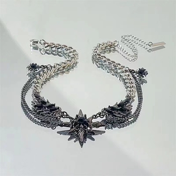 Κολιέ από τιτάνιο ατσάλι με γεωμετρικό μενταγιόν, μενταγιόν από κράμα, αλυσίδα τύπου κλοβιλ, χιπ-χοπ στυλ, υψηλής ποιότητας