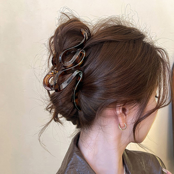 Клип за коса с леопардов принт и вълнообразен дизайн - грипер, PC материал, корейски стил, ръчно изработен, Есен 2024, Beliying