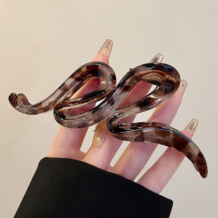 Клип за коса с леопардов принт и вълнообразен дизайн - грипер, PC материал, корейски стил, ръчно изработен, Есен 2024, Beliying