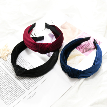 Κορδέλα για το κεφάλι από ύφασμα, με κόμπο, χειροποίητη, γυναικείο, απλό στυλ