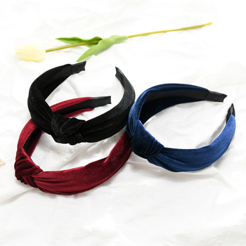 Κορδέλα για το κεφάλι από ύφασμα, με κόμπο, χειροποίητη, γυναικείο, απλό στυλ