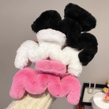 Клип за коса от плюш, грипер стил, ръчно изработен (материал: плюш; стил: грипер; класификация: клип-грипер; категория: украса за коса)