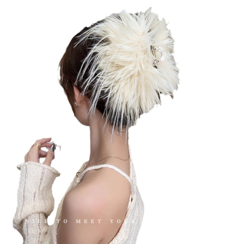 Κλιπ μαλλιών με φτερά, χειροποίητο, κορεατικό στυλ, φθινόπωρο 2023, γυναικείο αξεσουάρ κεφαλής