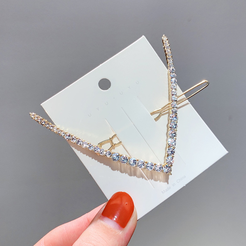 Μεταλλική καρφίτσα μαλλιών σε σχήμα V με κρύσταλλα και μαργαριτάρια, κλιπ για τον αυχένα, κομψό αξεσουάρ μαλλιών – Καλοκαίρι 2021