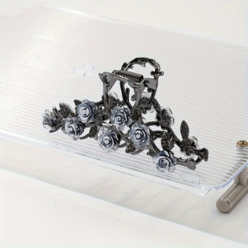 Κλάπ μαλλιών καρχαρία με σχέδιο τριαντάφυλλου – κράμα, ηλεκτροπλατίωση, γυναικείο αξεσουάρ μαλλιών