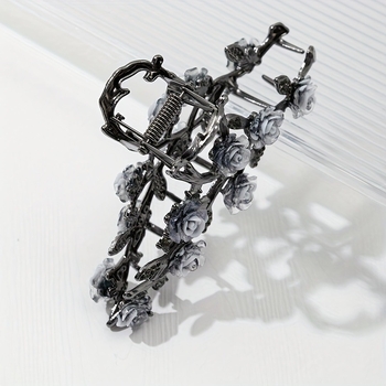 Κλάπ μαλλιών καρχαρία με σχέδιο τριαντάφυλλου – κράμα, ηλεκτροπλατίωση, γυναικείο αξεσουάρ μαλλιών