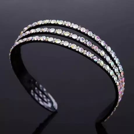 Лента за глава с кристали, широк дизайн за лице — дамска лента за глава, стил принцеса, пролет 2025