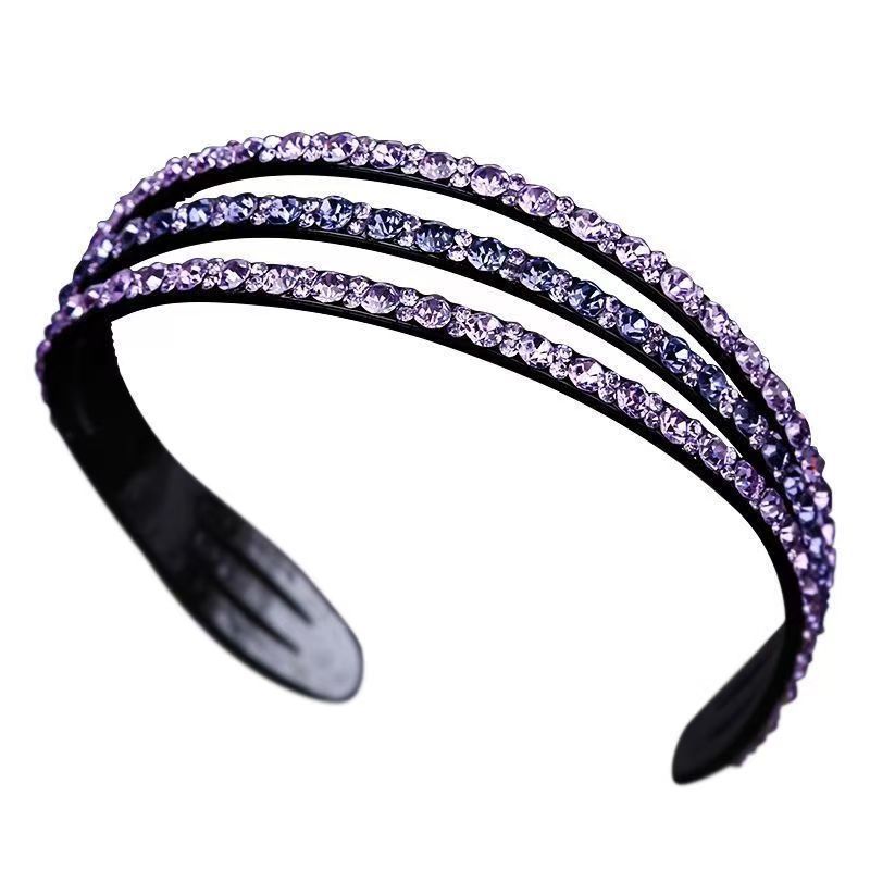 Лента за глава с кристали, широк дизайн за лице — дамска лента за глава, стил принцеса, пролет 2025